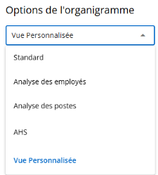 Affichages personnalisés listés dans le menu déroulant des affichages proposés dans les options du graphique